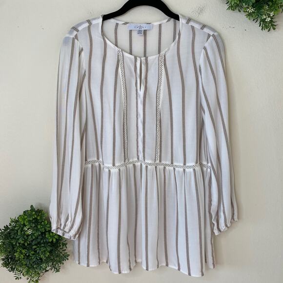 Fever white striped boho peasant blouse - Picture 4 of 9